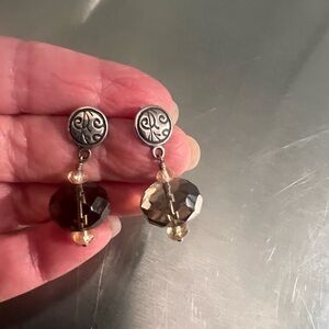 Silpada Faceted Smoky Quartz & Citrine Post Earrings Set in Sterling Silver
